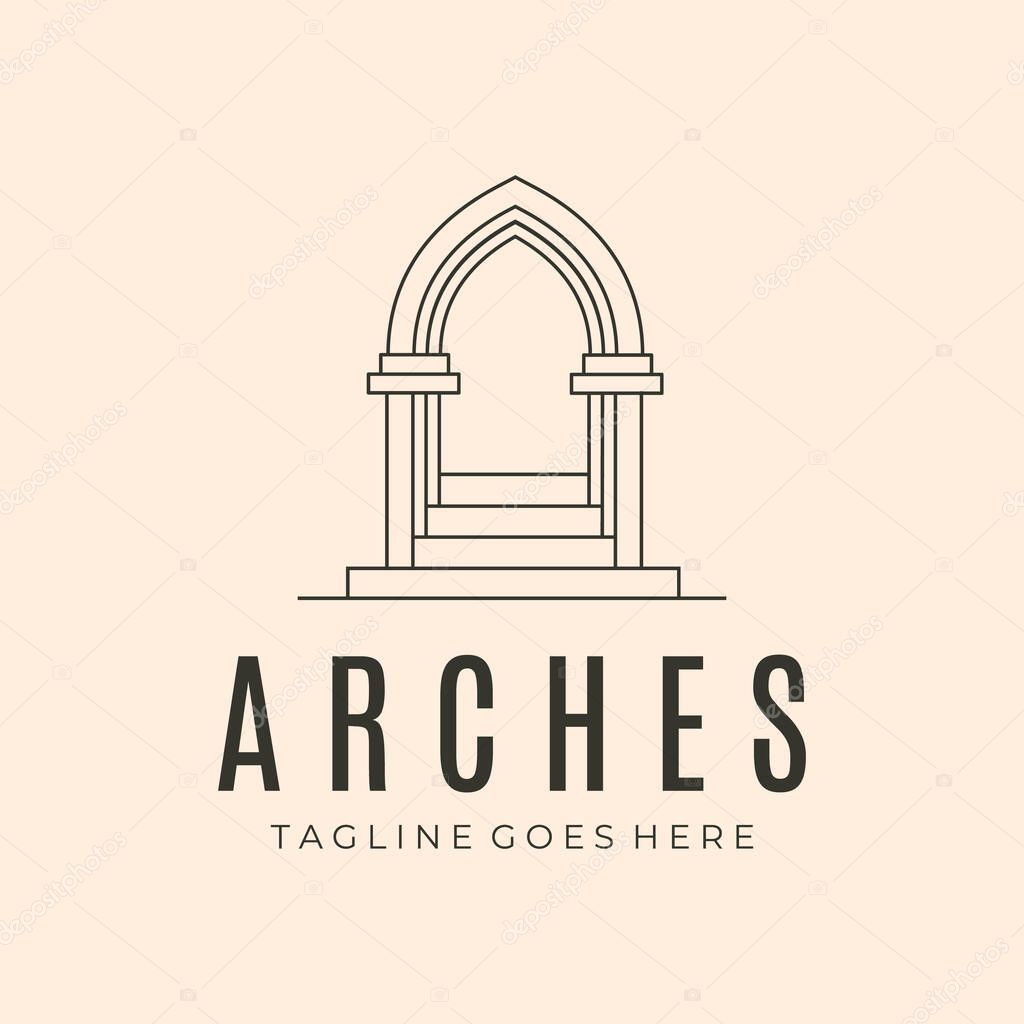 Arches with ladder line art logo vector symbol illustration design