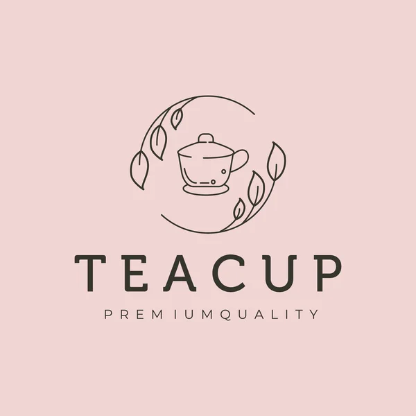 Bardak Çay Yaprakları Sanat Logosu Logo Vektör Sembolü Çizimi Tasarımı — Stok Vektör