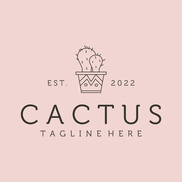 Kaktüs simgesi çizgisi sanat logosu vektör sembolü çizimi tasarımı