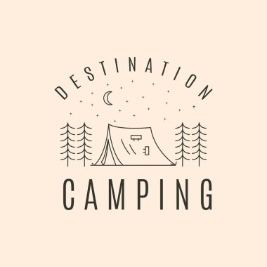 kamp çadırı gece hattı sanat logosu sembolü illüstrasyon tasarımı