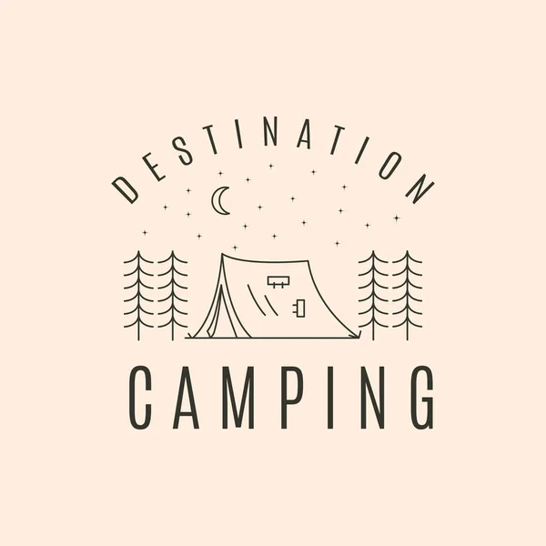Camping Tent Night Line Art Logo Vector Symbol Illustration Design — Stock Vector