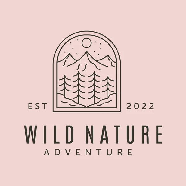 Vahşi doğa macera çizgisi sanat logosu vektör sembolü çizim tasarımı