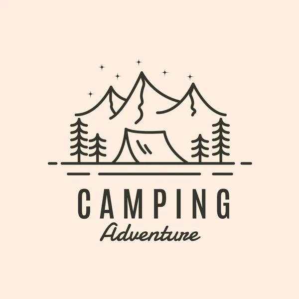 Camping Adventure Line Art Logo Vector Symbol Illustration Design — Stock Vector