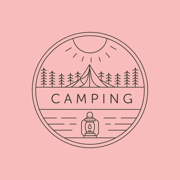 Summer Camping Lantern Line Art Logo Vector Symbol Illustration Design — Stock Vector