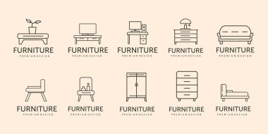 Mobilya çizgisi sanat logosu taşıyıcı sembolü çizimi tasarımı