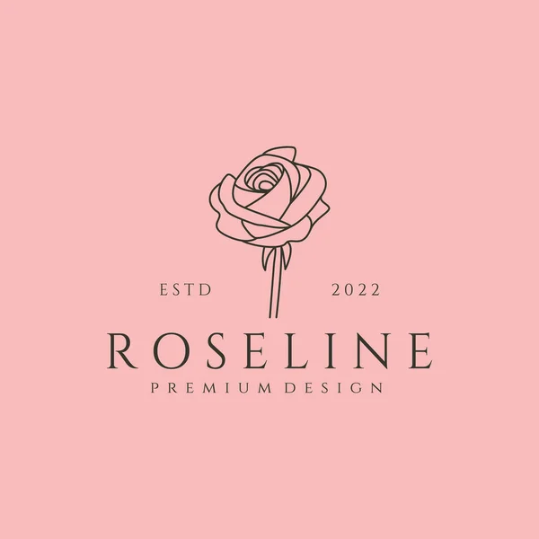 Rose Premium Line Sanat Logosu Vektör Çizimi Çizimi Tasarımı — Stok Vektör