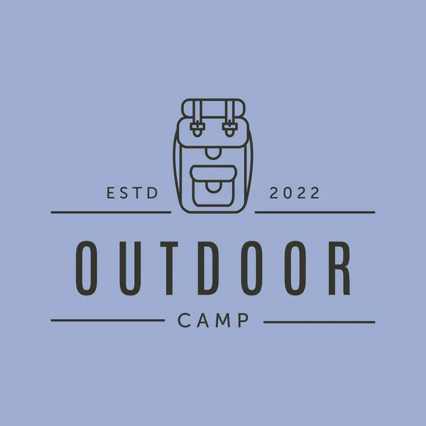 Backpack Outdoor Camp Line Art Logo Vector Symbol Illustration Design — Stock Vector