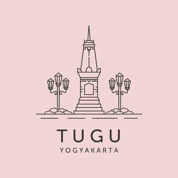 Tugu Jogjakarta Çizgisi Sanat Logosu Vektör Sembolü Çizim Tasarımı — Stok Vektör