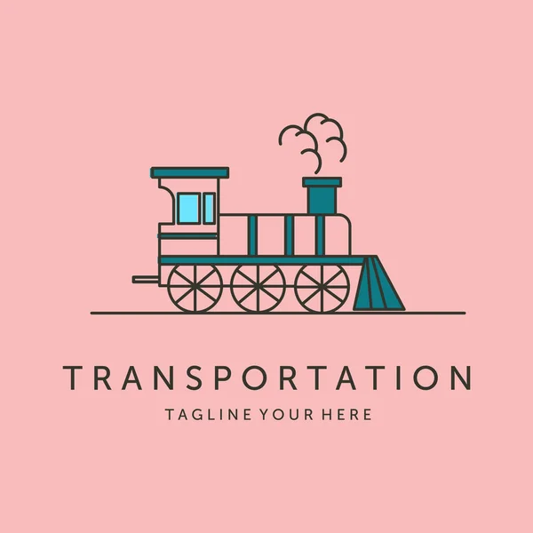 Eski tren lokomotif çizgisi sanat logosu vektör sembolü çizimi tasarımı