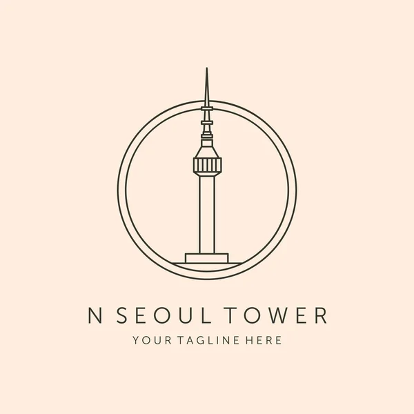 Сеульская Башня Линии Искусства Логотип Векторного Символа Иллюстрации Дизайн — стоковый вектор