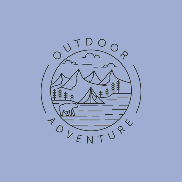 Adventure Outdoor Line Art Logo Vector Symbol Illustration Design — Stock Vector