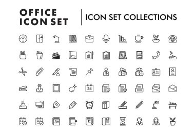 Ofis satırı simgesi beyaz arkaplan üzerinde vektör koleksiyonu ayarla