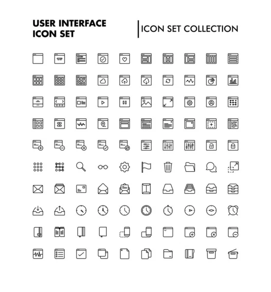 Interface Usuário Conjunto Vetor Ícone Coleção — Vetor de Stock