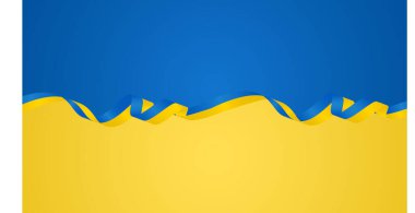 Mavi ve sarı kurdeleli sade mavi ve sarı arkaplan. Poster şablonları, afişler ve daha fazlası için harika.