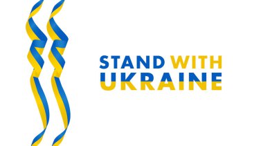 Ukrayna 'nın beyaz arka planında iki Ukrayna bayrağı bulunan 