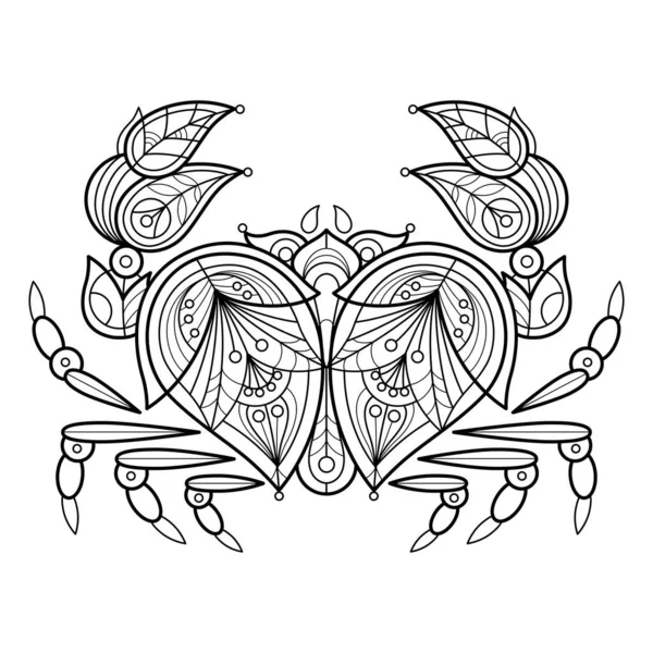 Handgezeichnete Mandala Krabbe Dekoratives Ornament Für Malvorlagen Druckdesign Usw — Stockvektor