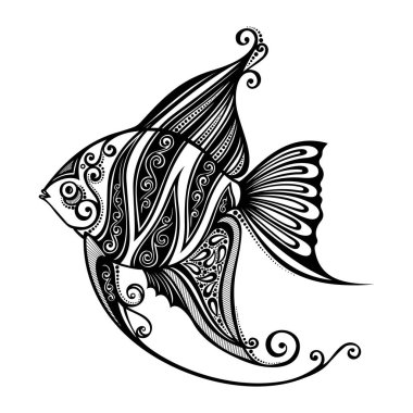 El yapımı mandala balığı süsü. Renklendirme sayfası, yazdırma tasarımı, vs..