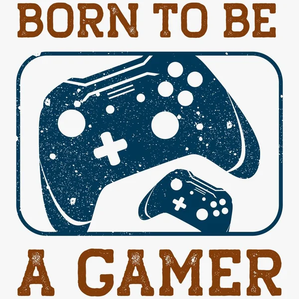 Born Gamer Typography Joystick Illustration Custom Gamer Print Hoodie Shirt — Stock Vector