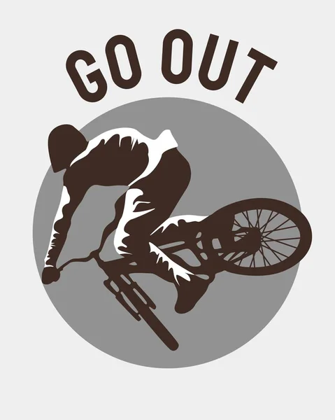Silhouette Cycliste Shirt Motard Personnalisé — Image vectorielle