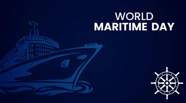 Vector Illustration Ship Deep Blue Background Banner Template World Maritime — 图库矢量图片