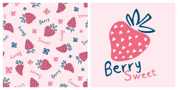 Şirin, tatlı çilekli, dikişsiz desenler ve arka planda en az izole edilmiş şekilde basılabilen bir element. Çilek deseni hazır. Küçük bebek için tekstil baskısı .