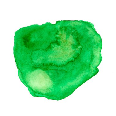 Arkaplan için soyut yeşil suluboya lekesi. Etkileyici soyut damlalar. Arkaplan, kart, pankart ve el ilanları için suluboya el çizimi