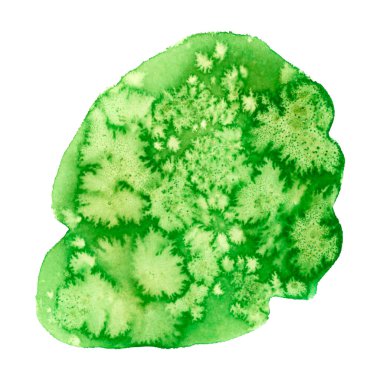 Arkaplan için soyut yeşil suluboya lekesi. Etkileyici soyut damlalar. Arkaplan, kart, pankart ve el ilanları için suluboya el çizimi