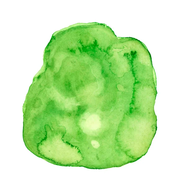 Arkaplan için soyut yeşil suluboya lekesi. Etkileyici soyut damlalar. Arkaplan, kart, pankart ve el ilanları için suluboya el çizimi