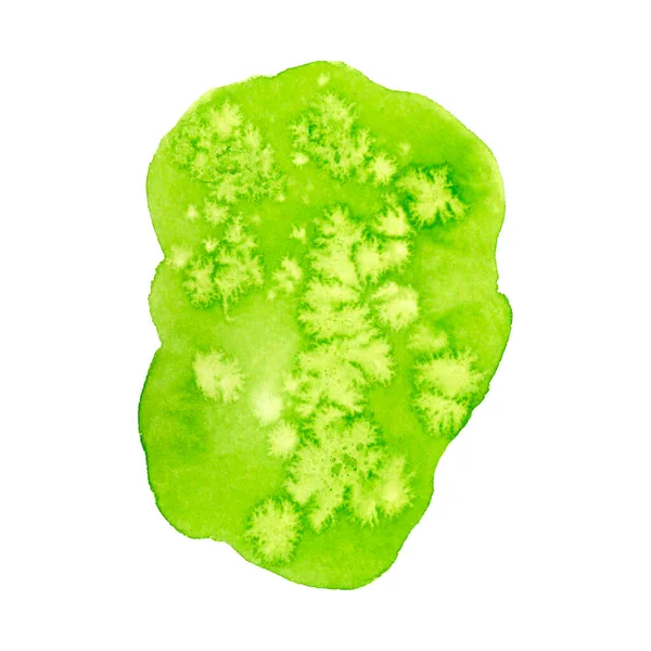 Arkaplan için soyut yeşil suluboya lekesi. Etkileyici soyut damlalar. Arkaplan, kart, pankart ve el ilanları için suluboya el çizimi