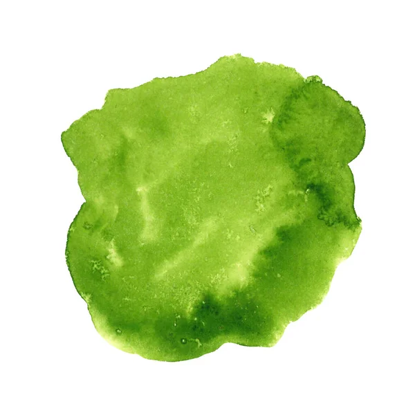 Arkaplan için soyut yeşil suluboya lekesi. Etkileyici soyut damlalar. Arkaplan, kart, pankart ve el ilanları için suluboya el çizimi