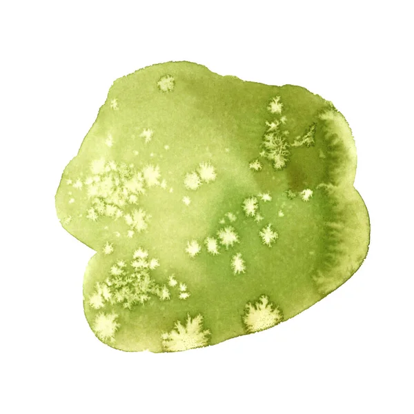 Arkaplan için soyut yeşil suluboya lekesi. Etkileyici soyut damlalar. Arkaplan, kart, pankart ve el ilanları için suluboya el çizimi