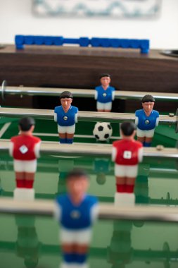 Football table soccer game. Indoor sport game for social relaxing.