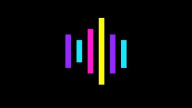 Siyah ekran arkaplanındaki neon müzik hacminin piksel animasyonu.