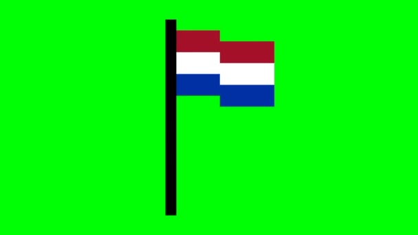 Pixel Animation Drapeau Des Pays Bas Sur Fond Écran Vert — Video