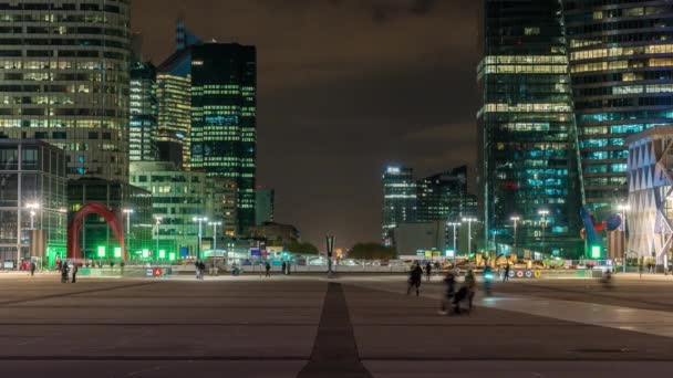 Paris France Timelapse Les Gens Profitent Quartier Des Affaires Défense — Video