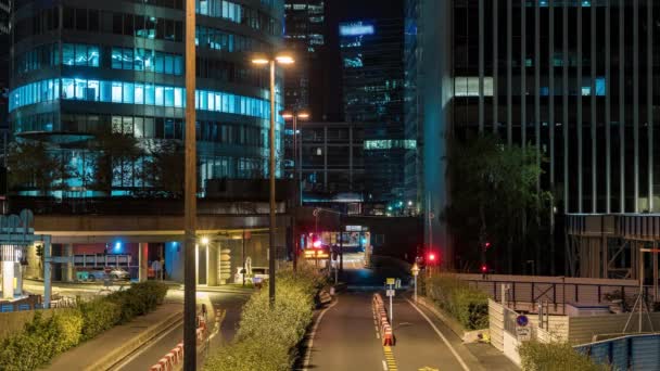 Parigi Francia Timelapse Traffico Sotterraneo Notte Nel Quartiere Degli Affari — Video Stock