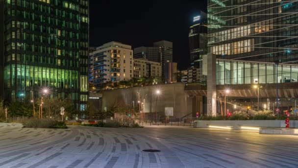 Paris France Timelapse Quartier Des Affaires Entre Les Tours Défense — Video