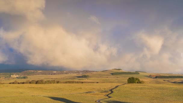 Aubrac Γαλλία Timelapse Θύελλα Σύννεφα Lowland Aubrac Κατά Διάρκεια Της — Αρχείο Βίντεο