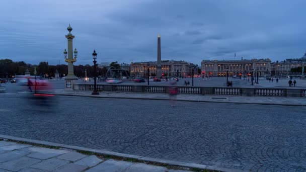 Parigi Francia Timelapse Ciclista Movimento Veloce Parigi Alla Sera Con — Video Stock