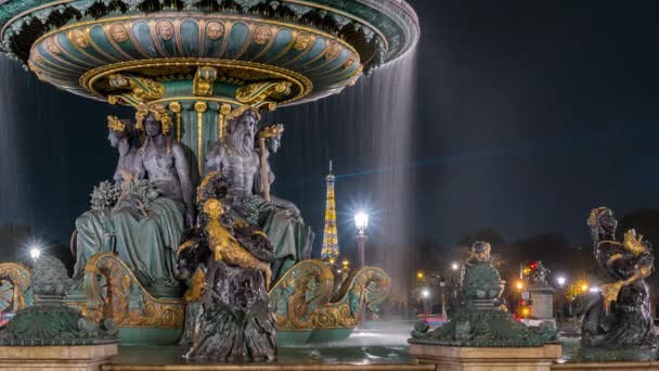 Paris France Timelapse Tour Eiffel Nuit Paris Vue Travers Une — Video