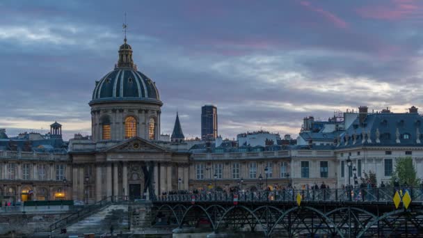 法国巴黎 时间流逝 巴黎的科学院和蒙帕纳斯塔 — 图库视频影像