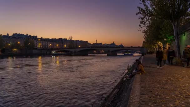 Paris França Timelapse Momento Bonito Colorido Paris Durante Pôr Sol — Vídeo de Stock