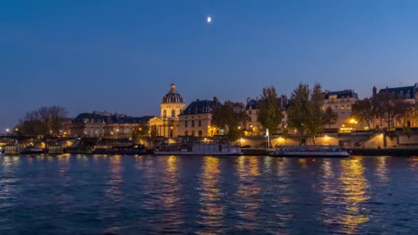 Paris France Timelapse Vue Sur Architecture Parisienne Depuis Les Quais — Video