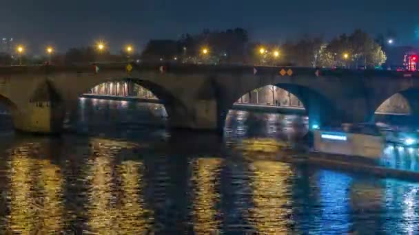 Paris France Timelapse Lumières Ombres Paris Nuit Sur Seine Croisières — Video