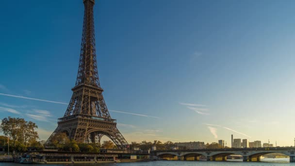 Paris France Timelapse Tour Eiffel Dans Ciel Sans Nuages Paris — Video