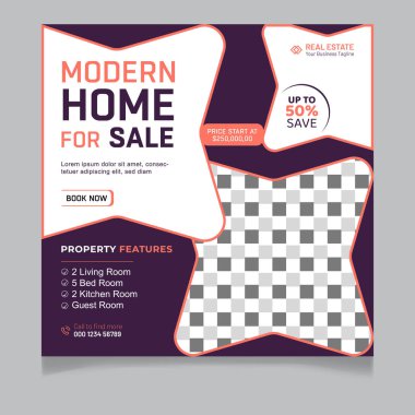 Modern ev satışı sosyal medya gönderme şablonu