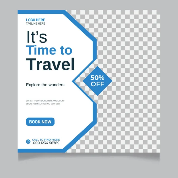 Seyahat eden sosyal medya şablon tasarımı, Tur tatili turizmi sosyal medya paylaşımı