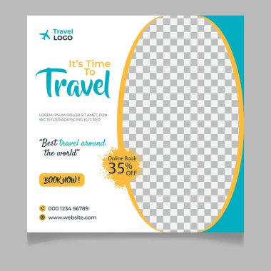 Seyahat eden sosyal medya şablon tasarımı, Tur tatili turizmi sosyal medya paylaşımı