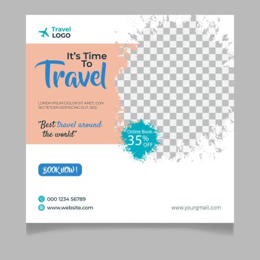 Seyahat eden sosyal medya şablon tasarımı, Tur tatili turizmi sosyal medya paylaşımı