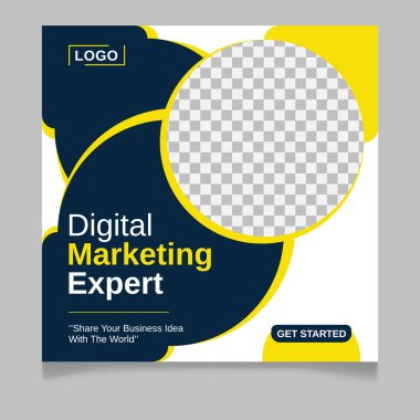 Dijital pazarlama uzmanı sosyal medya gönderme şablonu